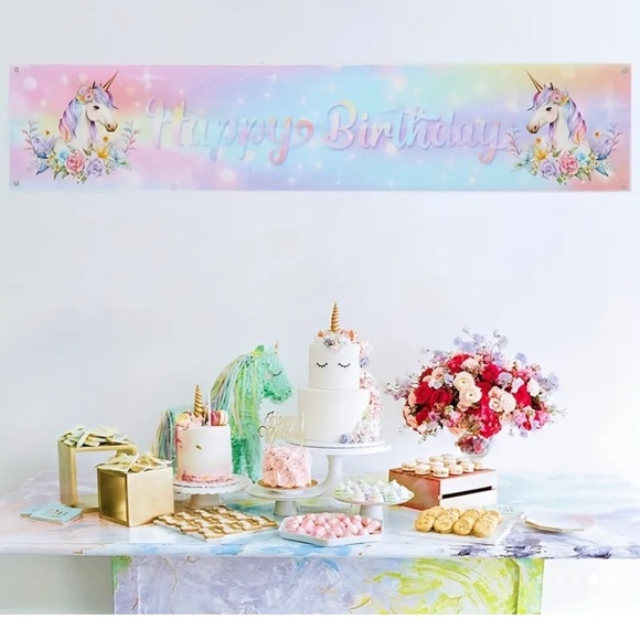 Unicorn Happy Birthday Vinyl Banner - Picture 3 of 4